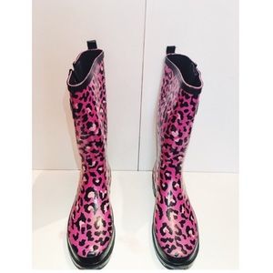 Leopard print rain boots